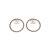Chanel 22B Crystal Gold/Black Round Earrings